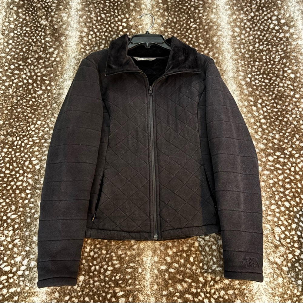 North Face Black Quilted Zip-Up Jacket